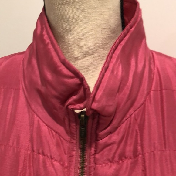 Vintage Femme Spirit 80’s Silk Quilted Bomber Jacket hot pink  cinch waist SZ L - Picture 8 of 12